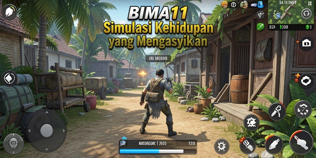 Tampilan seru gameplay BIMA11 dengan interaksi karakter.