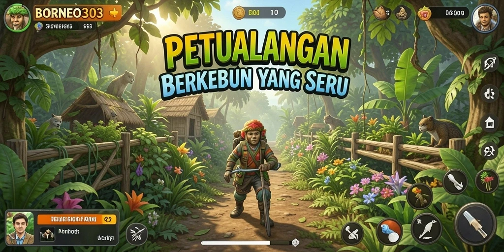 Tampilan gameplay menarik saat berkebun di BORNEO303.
