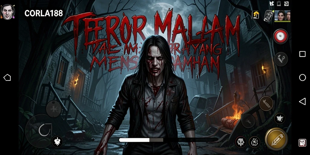 Screenshot gameplay CORLA188 menampilkan suasana Horror yang mencekam.