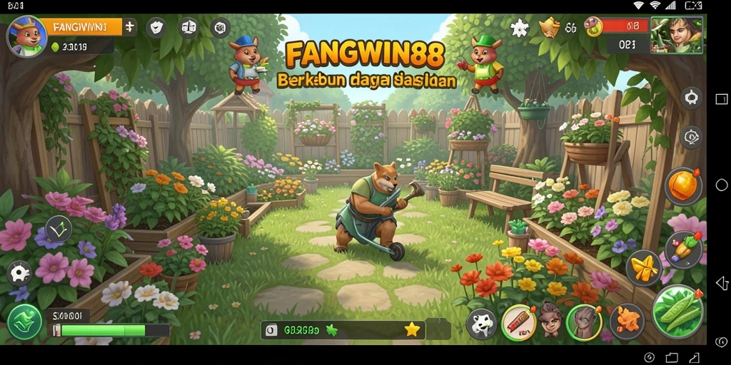Gameplay seru FANGWIN88 yang menampilkan berkebun yang interaktif.