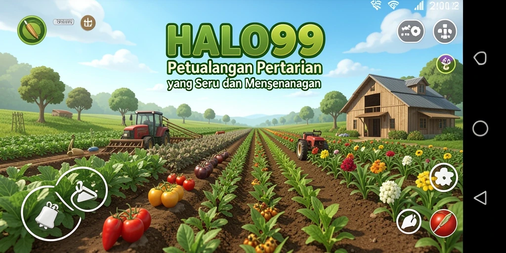 Tampilan gameplay HALO99 dengan aktivitas pertanian yang seru.
