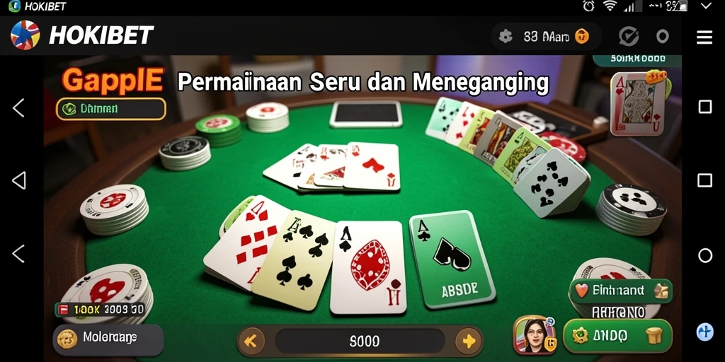 Tampilan gameplay seru dari HOKIBET dengan fitur Gaple yang menarik.