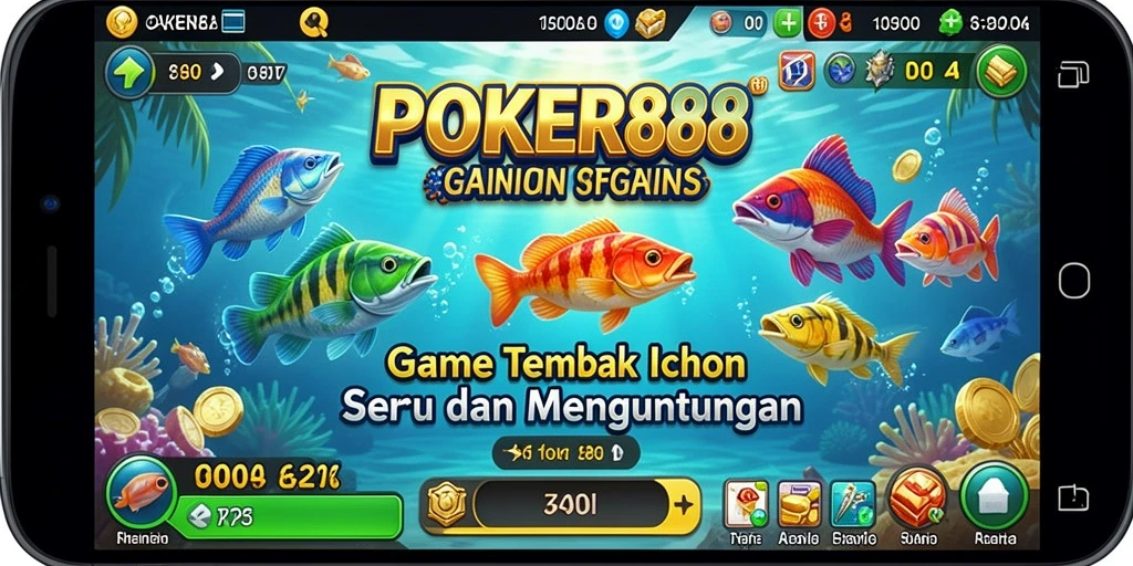 Screenshot utama POKER88 menampilkan aksi seru dalam permainan Tembak Ikan.
