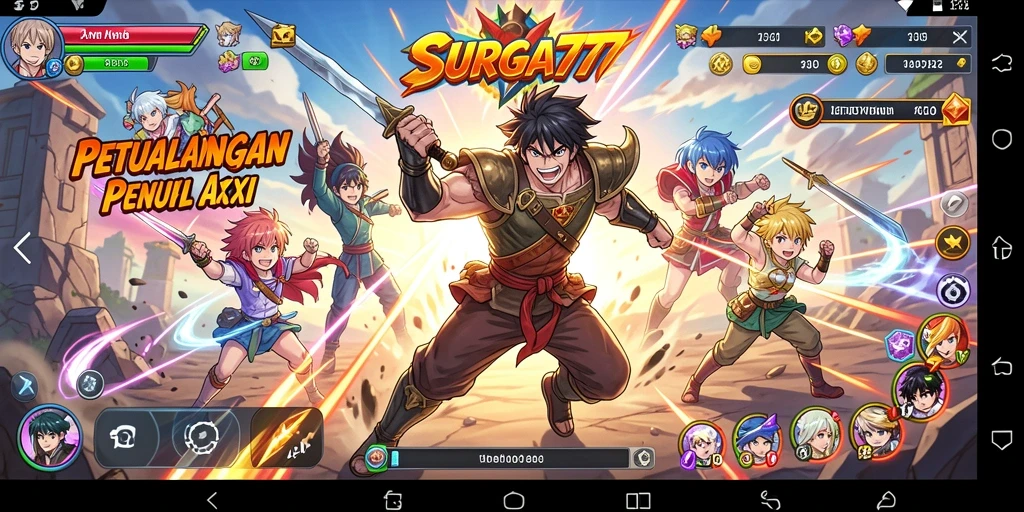 Tangkapan layar dari gameplay penuh aksi dalam SURGA77.